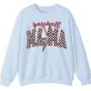 Baseball Mama Lightning Bolt Sweatshirt, Checkered Game Day Crewneck, Distressed Sports Mom Pullover, Red Glitter Leopard Print Gift
