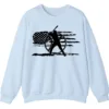 Distressed American Flag Baseball Player Sweatshirt, Patriotic Game Day Crewneck, USA Sports Fan Pullover