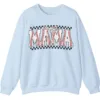 Distressed Checkered Baseball Mama Sweatshirt, Sports Stitch MAMA Pullover, Game Day Bow Crewneck