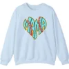 Baseball Heart Mama Sweatshirt, Blue Yellow Retro Game Day Pullover, Cute Sports Mom Crewneck
