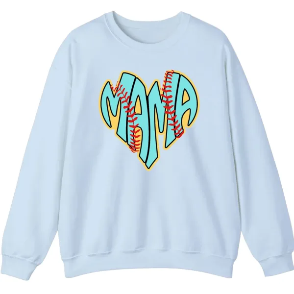 Baseball Heart Mama Sweatshirt, Blue Yellow Retro Game Day Pullover, Cute Sports Mom Crewneck
