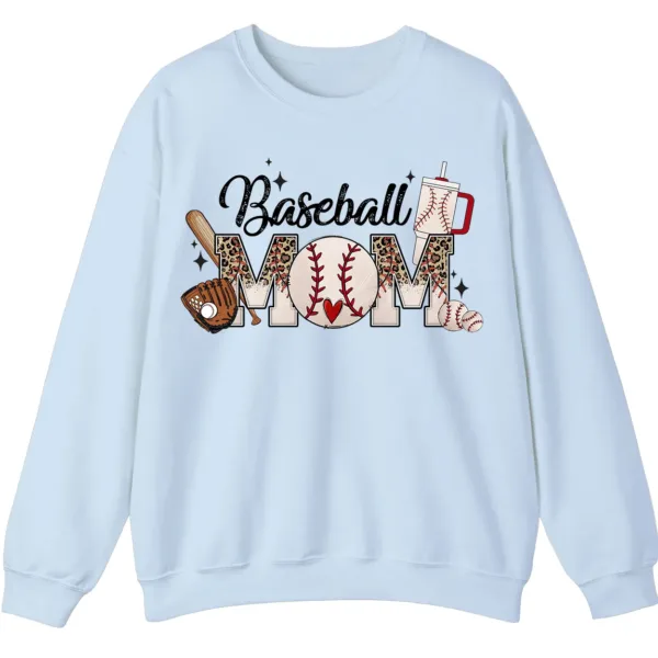 Baseball Mom Sweatshirt, Game Day Sports Mom Pullover, Leopard Pattern Crewneck