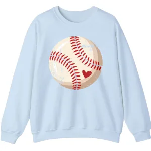 5.3 Vintage Baseball Heart Design Pullover Sweater Unisex