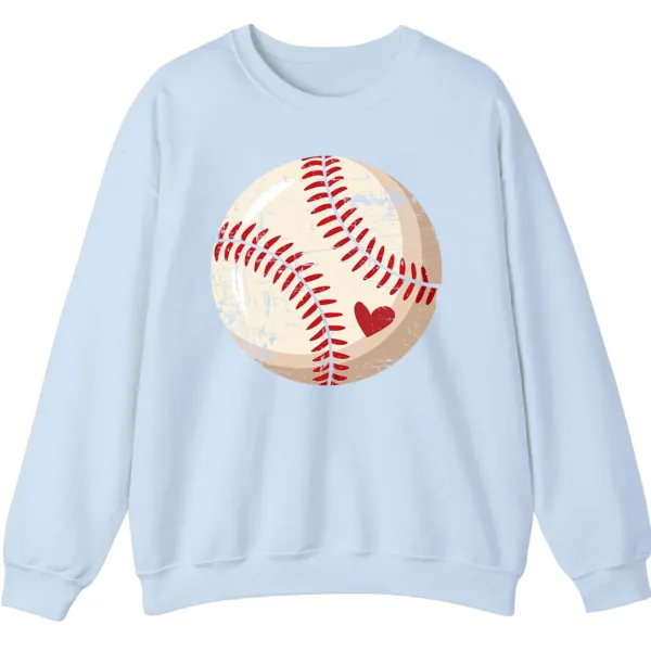 5.3 Vintage Baseball Heart Design Pullover Sweater Unisex