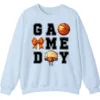 Basketball Game Day Bow Graphic Crewneck Sweatshirt