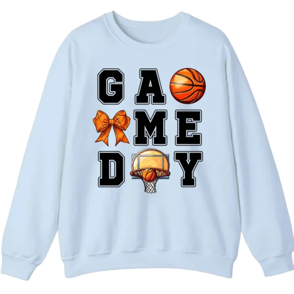 Basketball Game Day Bow Graphic Crewneck Sweatshirt