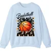 Basketball Mama Checkerboard Bow Crewneck Sweatshirt