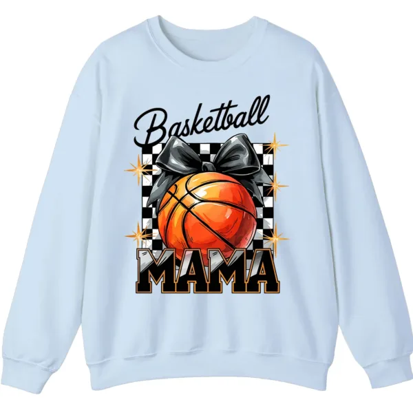 Basketball Mama Checkerboard Bow Crewneck Sweatshirt