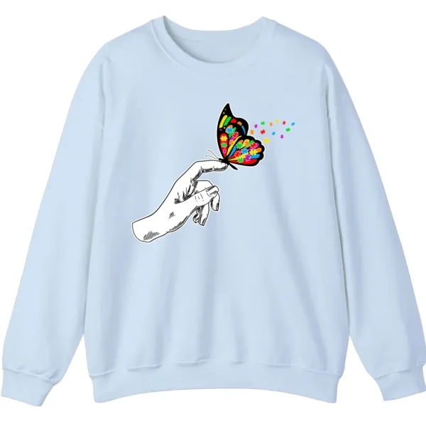 5.3 Puzzle Piece Butterfly Autism Acceptance Shirt, Hand Holding Butterfly Support Gift