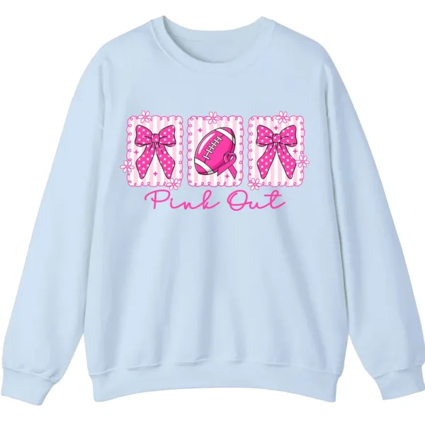 5.3 Pink Out Football Game Day Sweatshirt, Breast Cancer Awareness Cheerleading Pink Football Crewneck