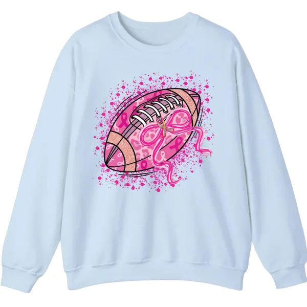 5.3 Pink Out Football Game Day Sweatshirt, Breast Cancer Awareness Cheerleading Pink Football Crewneck
