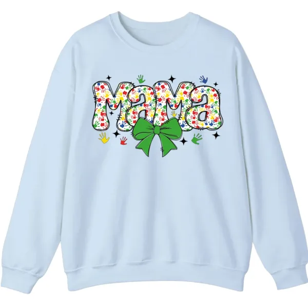 Proud Autism Mama Handprint Sweatshirt, Colorful Handprint Letters Crewneck