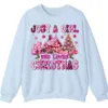 Just A Girl Who Loves Christmas Pink Gingerbread House Sweatshirt - Cute Plaid Holiday Crewneck