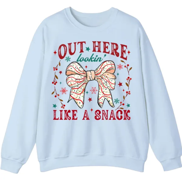 Out Here Lookin' Like A Snack Christmas Bow Sweatshirt - Funny Holiday Crewneck