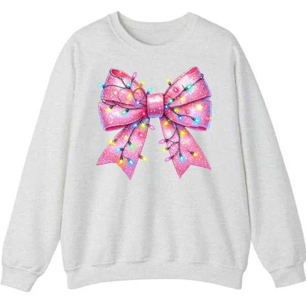 Pink Christmas Lights Bow Sweatshirt