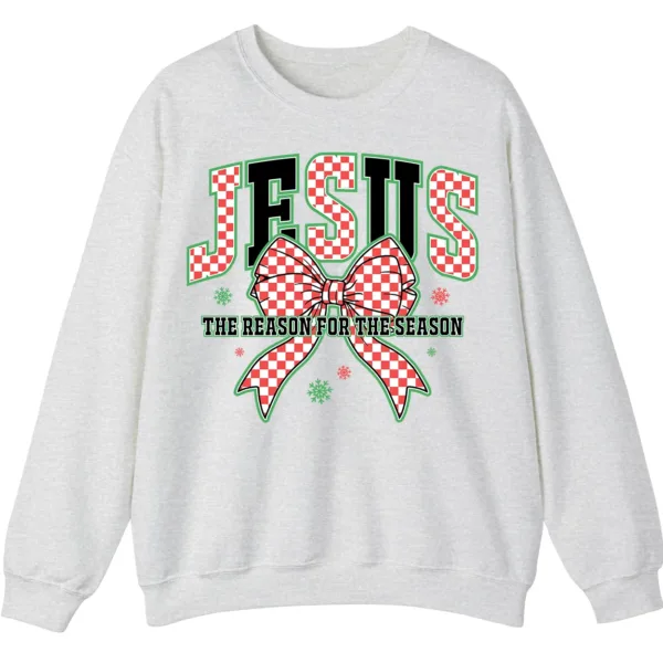 Jesus The Reason Plaid Bow Christmas Sweatshirt
