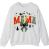 5.4 Checkered Mama Christmas Sweatshirt with Lightning Bolt & Reindeer Sleigh