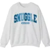 Snuggle Weather Sweatshirt, Unisex Oversized Cream Crewneck, Vintage Distressed Blue Graphic Cozy Pullover