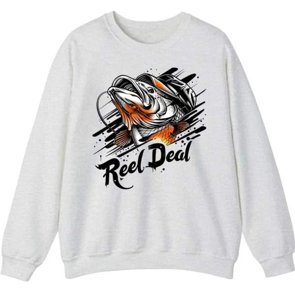 5.4 "Reel Deal" Fishing Crewneck Sweatshirt - Funny Bass Angler Pun