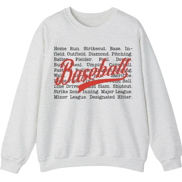 Baseball Terms Sweatshirt - Typographic Word List Crewneck Gift