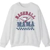 Distressed Baseball Mama Sweatshirt, Retro Game Day Crewneck, Checkered Softball Mom Pullover