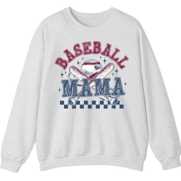 Distressed Baseball Mama Sweatshirt, Retro Game Day Crewneck, Checkered Softball Mom Pullover