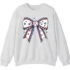 Baseball Bow Sweatshirt, Game Day Crewneck, American Flag Sports Mom Pullover