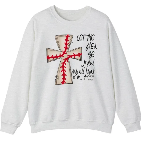 5.4 Baseball Cross Psalm 96:12 Sweatshirt, Christian Game Day Crewneck, Religious Sports Pullover, Faith and Baseball Fan Gift