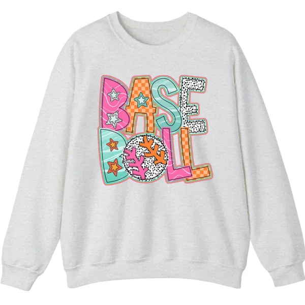 Groovy Retro Pastel Baseball Sweatshirt, Funky Pop Art Game Day Crewneck, Neon Checkerboard Sports Pullover, Bright Softball Fan Gift
