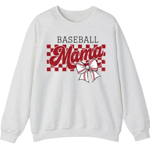 Distressed Checkered Baseball Mama Sweatshirt, Bow Pullover, Vintage Game Day Sports Mom Crewneck