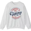 5.4 There's No Crying in Baseball Movie Quote Sweatshirt, Distressed Vintage Game Day Crewneck, Funny Sports Fan Pullover