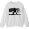 Distressed American Flag Baseball Player Sweatshirt, Patriotic Game Day Crewneck, USA Sports Fan Pullover