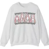 Distressed Checkered Baseball Mama Sweatshirt, Sports Stitch MAMA Pullover, Game Day Bow Crewneck