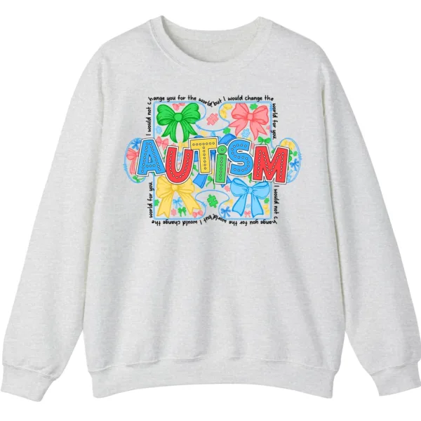 5.4 "I Would Not Change You For The World" Autism Mom Shirt, Colorful Bows Support Gift