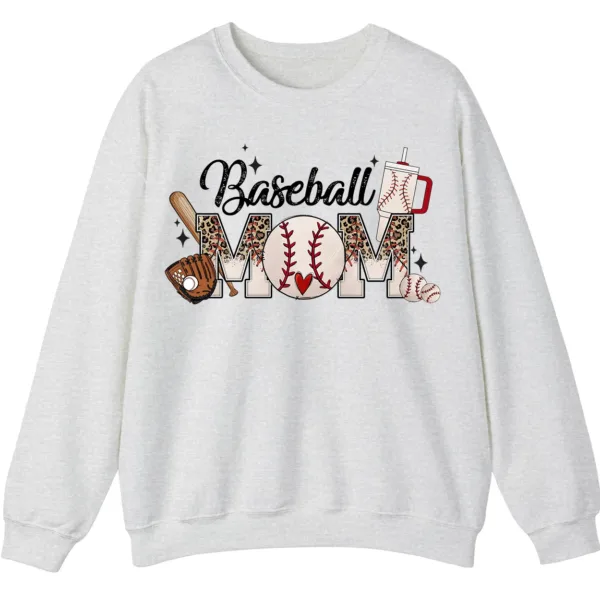 Baseball Mom Sweatshirt, Game Day Sports Mom Pullover, Leopard Pattern Crewneck