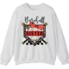 Baseball Sister Leopard Print Checkered Sweatshirt, Red Bow Game Day Sibling Pullover, Cute Softball Fan Gift