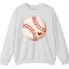 5.4 Vintage Baseball Heart Design Pullover Sweater Unisex