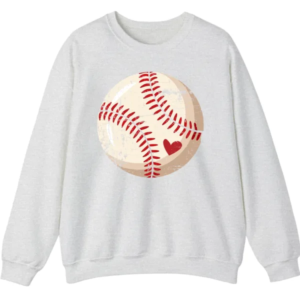 5.4 Vintage Baseball Heart Design Pullover Sweater Unisex