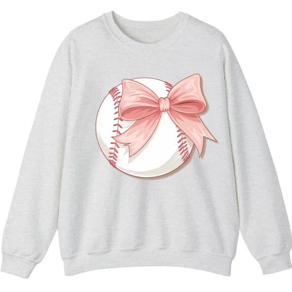 Cute Pink Baseball Bow Crewneck Sweatshirt for Girls