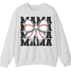 Baseball Bow Mama Repeat Graphic Crewneck Sweatshirt