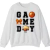 Basketball Game Day Bow Graphic Crewneck Sweatshirt