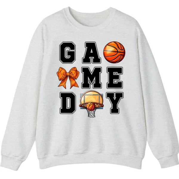 Basketball Game Day Bow Graphic Crewneck Sweatshirt