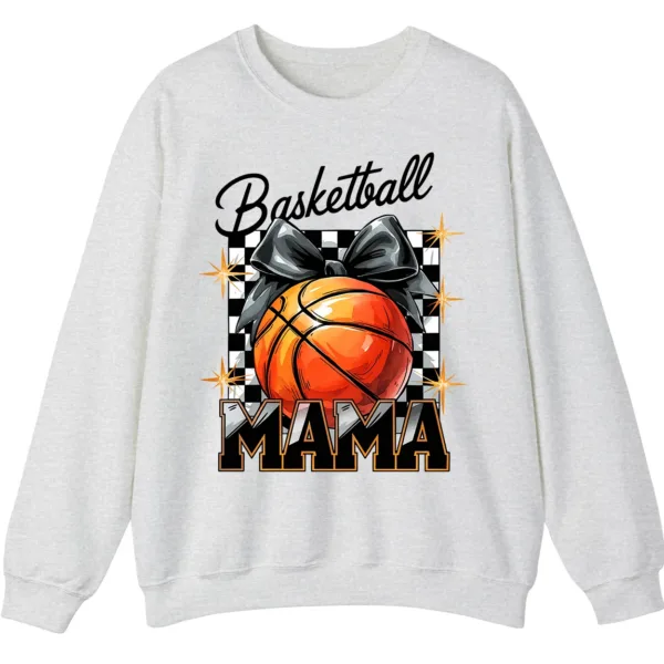 Basketball Mama Checkerboard Bow Crewneck Sweatshirt
