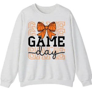 Basketball Bow Game Day Graphic Crewneck Sweatshirt