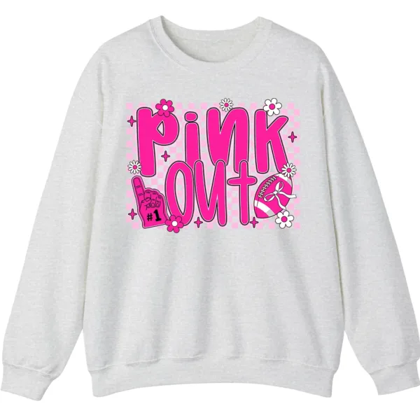 Pink Out Football Breast Cancer Fighter Support Crewneck