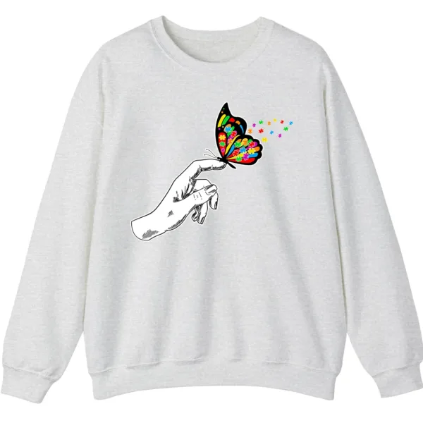5.4 Puzzle Piece Butterfly Autism Acceptance Shirt, Hand Holding Butterfly Support Gift