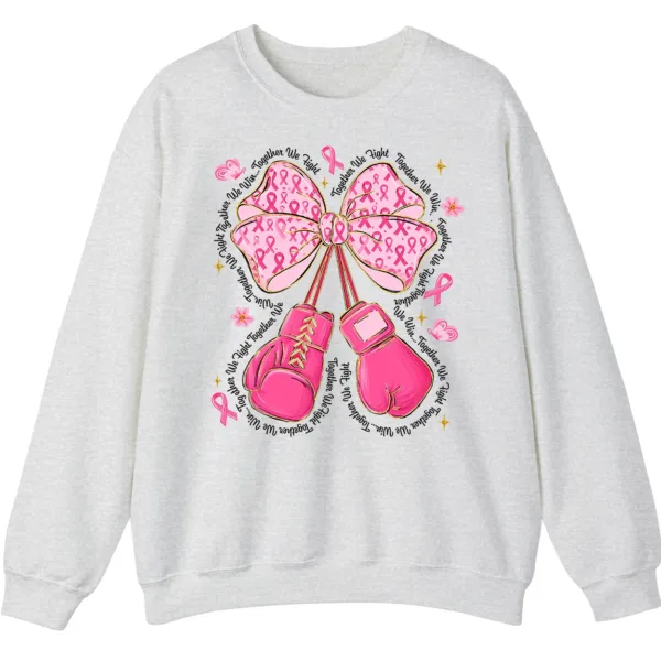 Together We Fight Pink Ribbon Boxing Gloves Crewneck Sweatshirt