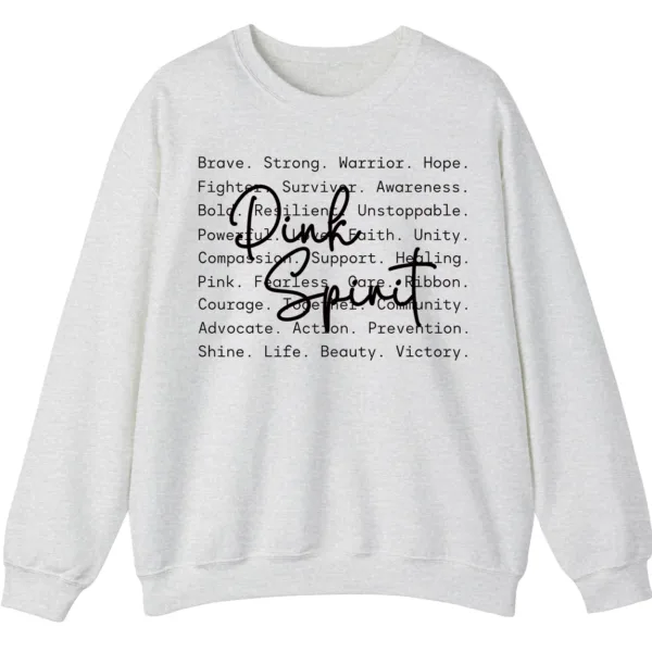 Pink Spirit Breast Cancer Awareness Sweatshirt, Warrior Hope Survivor Word Cloud Shirt