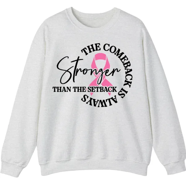 5.4 Stronger Than The Setback Sweatshirt, Breast Cancer Awareness Pink Ribbon Comeback Shirt