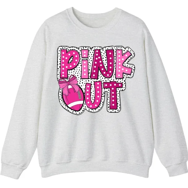 5.4 Pink Out Football Game Day Sweatshirt, Breast Cancer Awareness Cheerleading Pink Football Crewneck